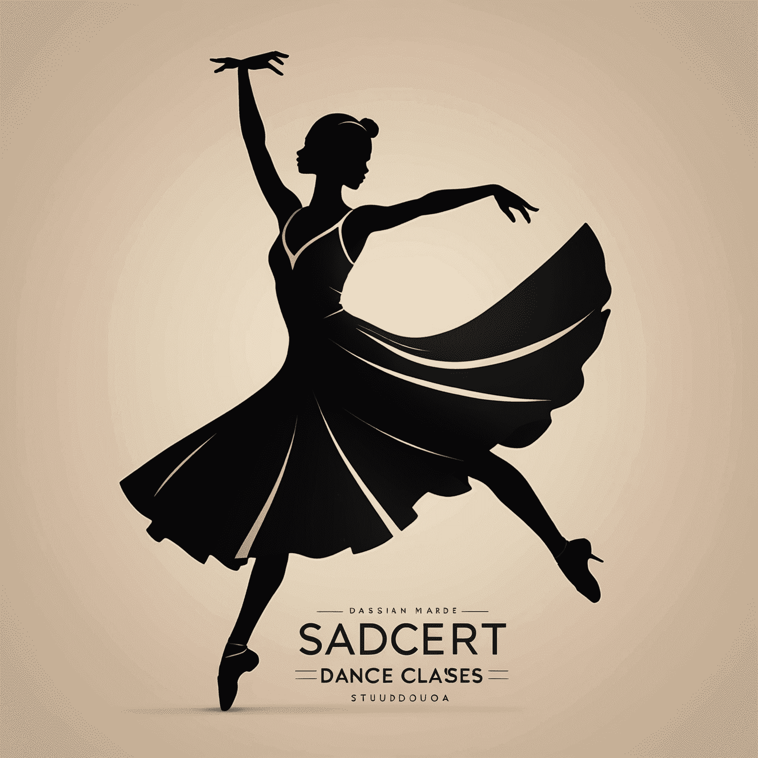 Modern Dance Classes Studio logo featuring a silhouette of a dancer in motion