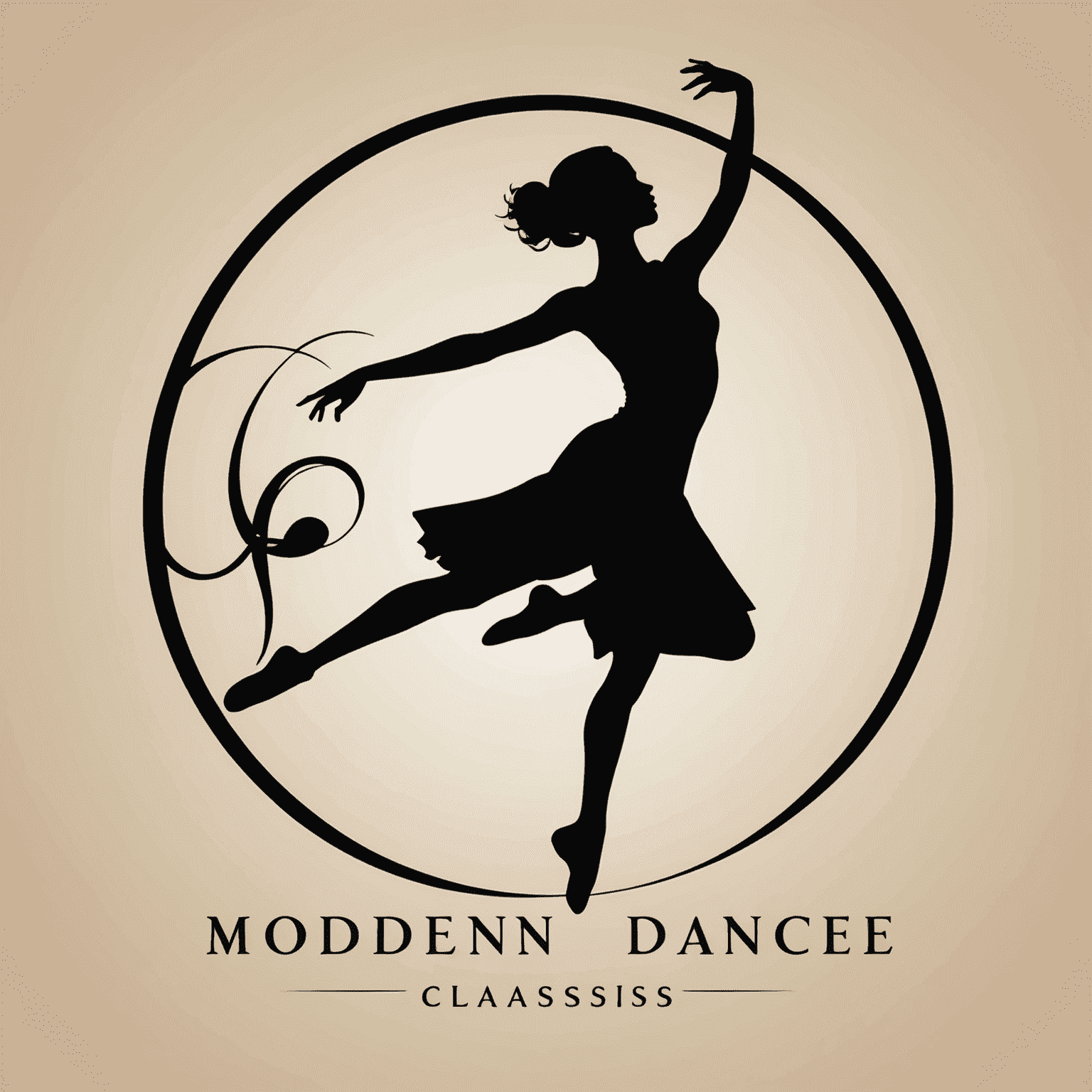 Modern Dance Classes Studio logo featuring a silhouette of a dancer in motion