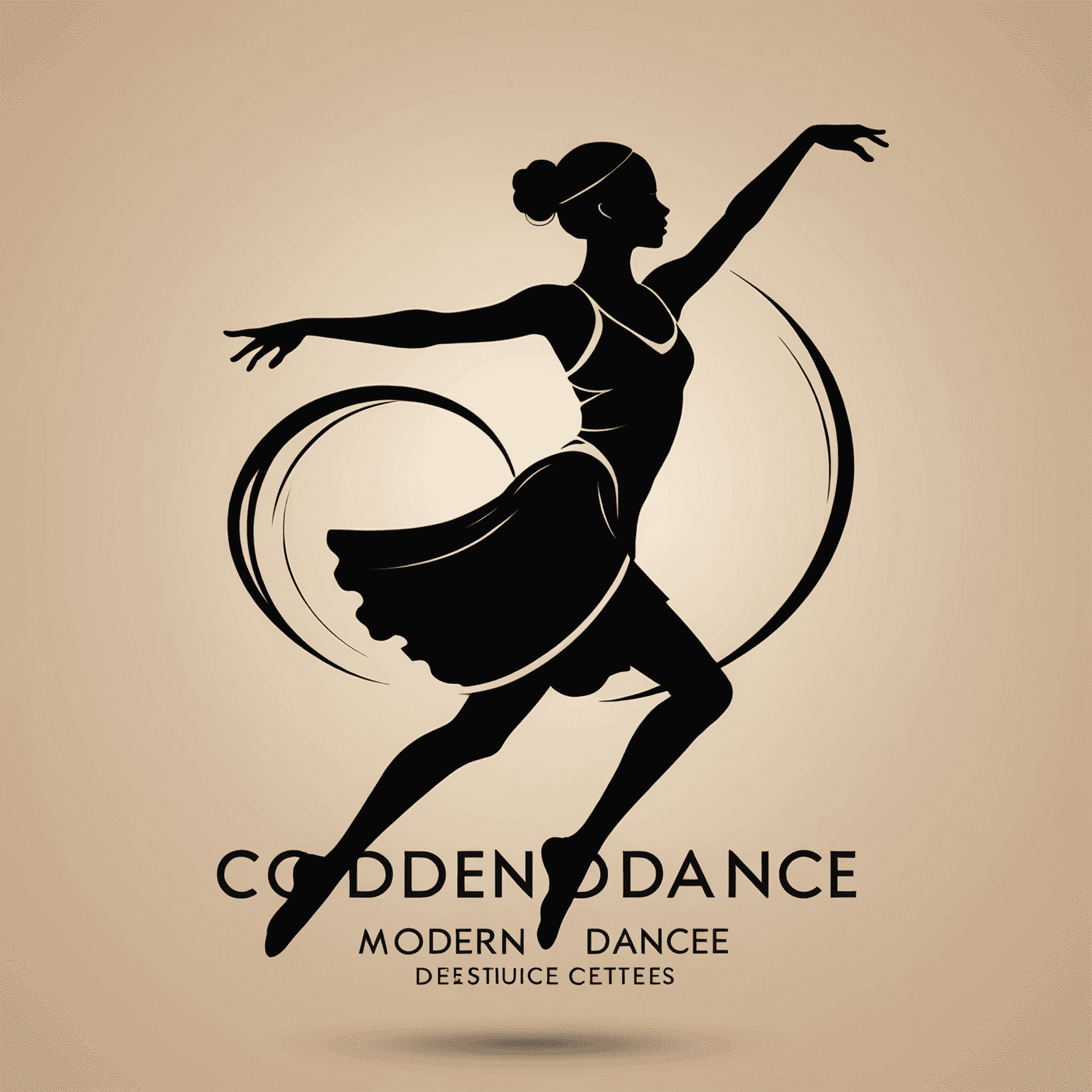 Modern Dance Classes Studio logo featuring a silhouette of a dancer in motion